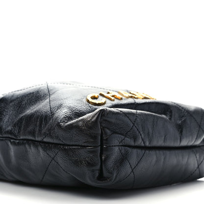 Chanel Shiny Crumpled Calfskin Quilted Pearl Mini Chanel 22 Black 8 of 9
