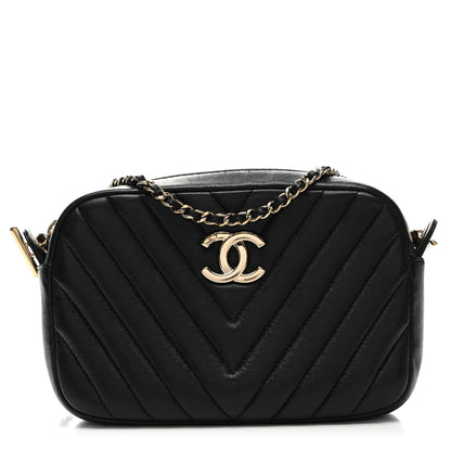Chanel Lambskin Chevron Quilted Camera Case Black 1 of 11