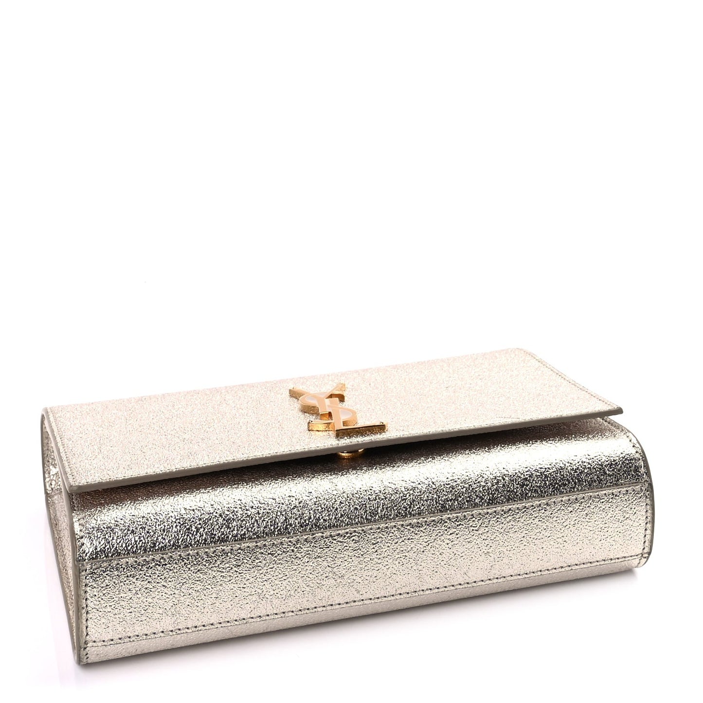 Metallic Calfskin Medium Classic Monogram Kate Satchel Pale Gold