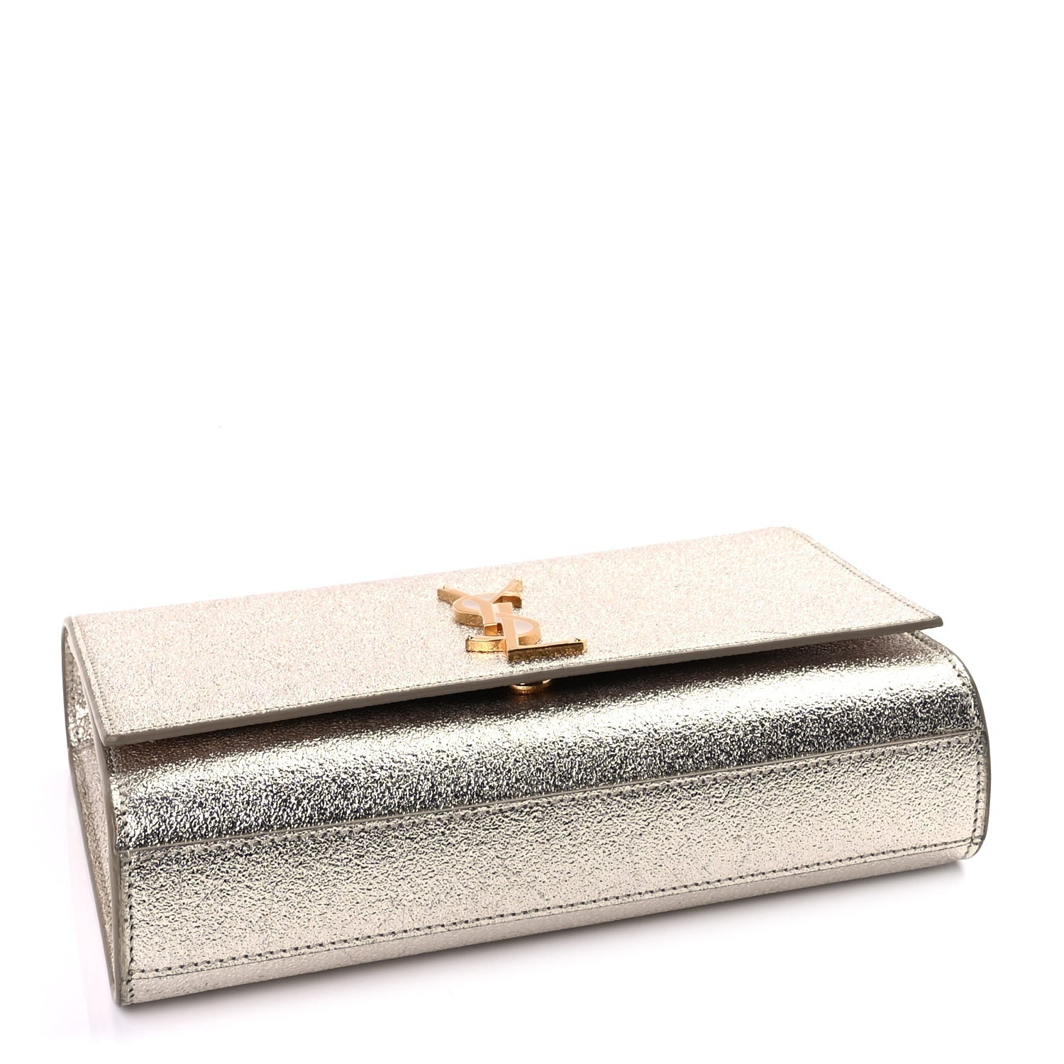 Saint Laurent Metallic Calfskin Medium Classic Monogram Kate Satchel Pale Gold 3 of 8