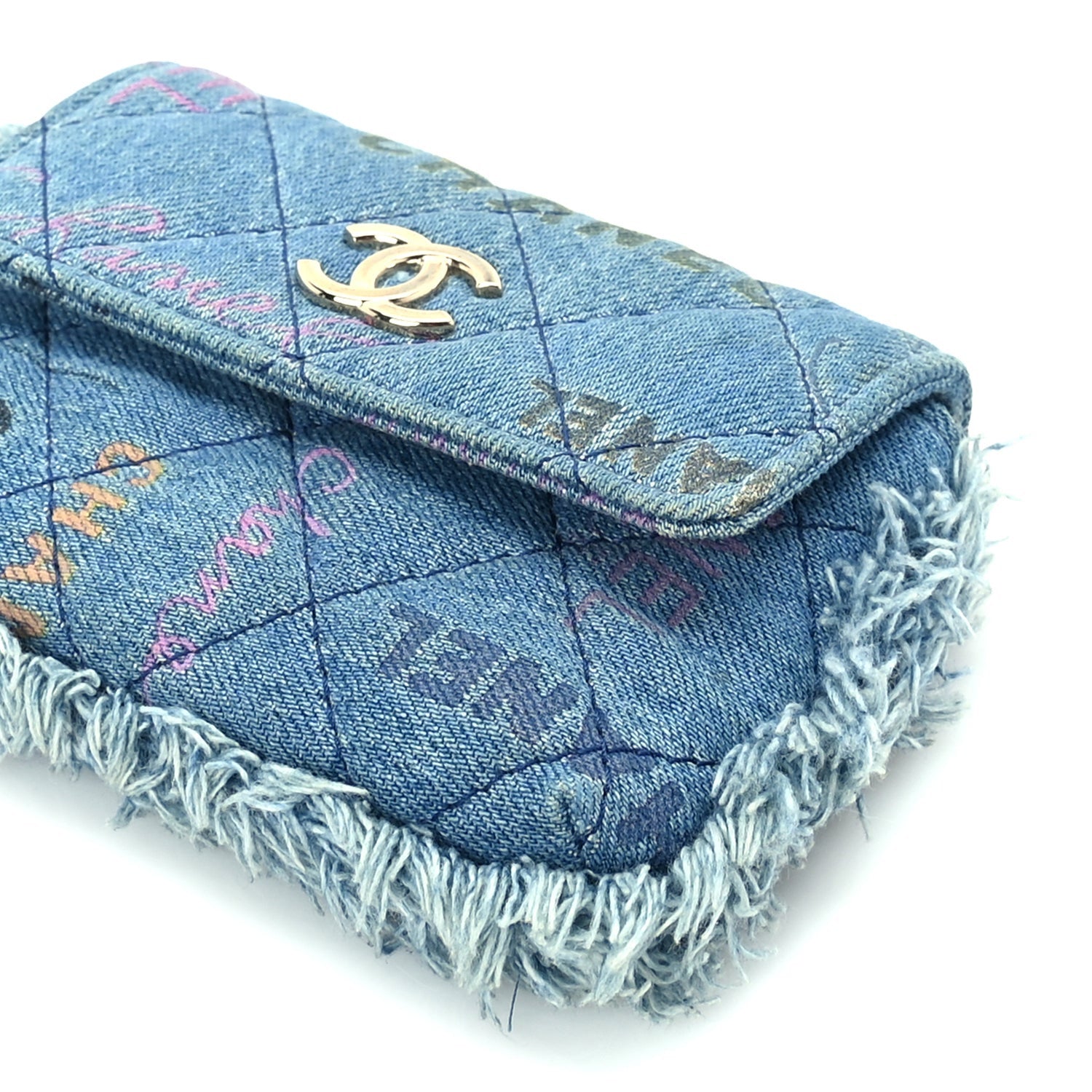 Chanel Denim Quilted Denim Mood Clutch With Chain Blue Multicolor 9 of 9