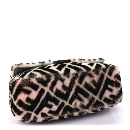 Fendi Shearling Vitello Dolce Macro FF 1974 Baguette  White Ice Tortora 3 of 8