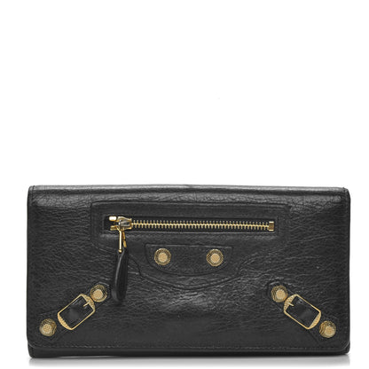 Balenciaga Agneau Giant 12 Gold Hardware Money Wallet Black 1 of 7