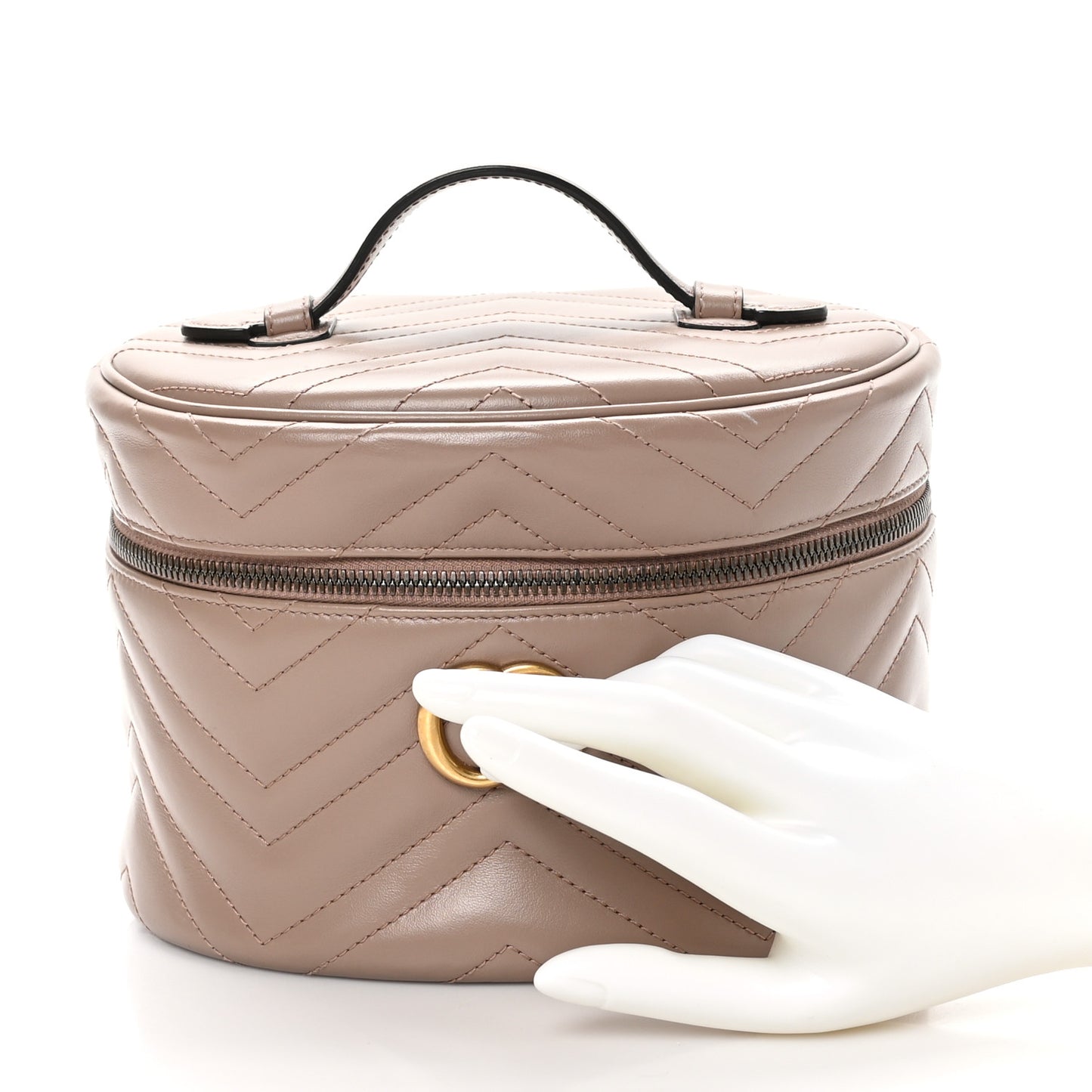 Calfskin Matelasse GG Marmont Vanity Cosmetic Case Porcelain Rose