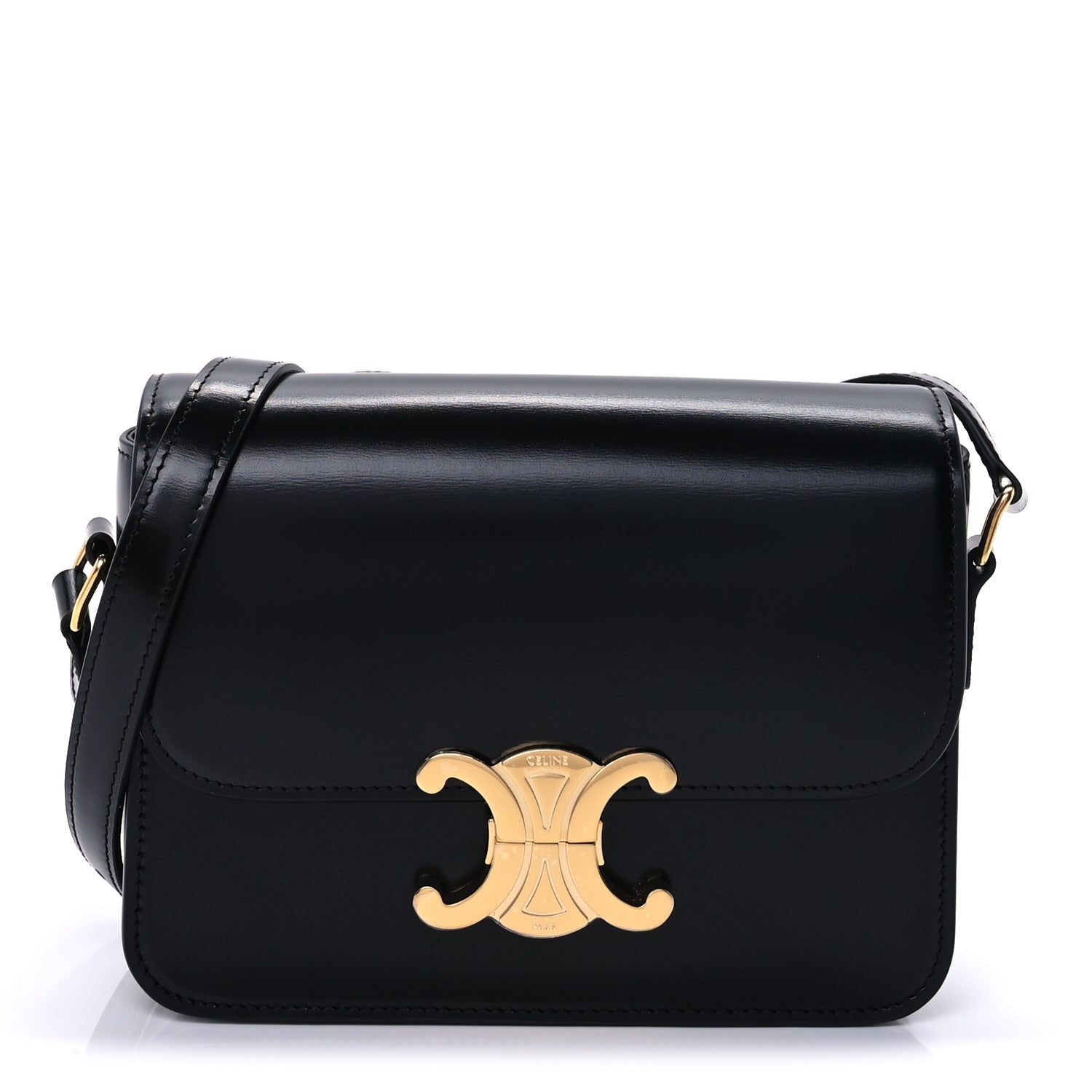Celine Shiny Calfskin Teen Triomphe  Black 1 of 8