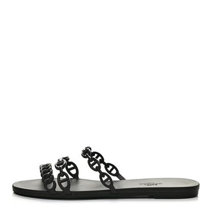 Hermes Rubber Chaine d'Ancre Rivage Sandals 38 Black 1 of 8