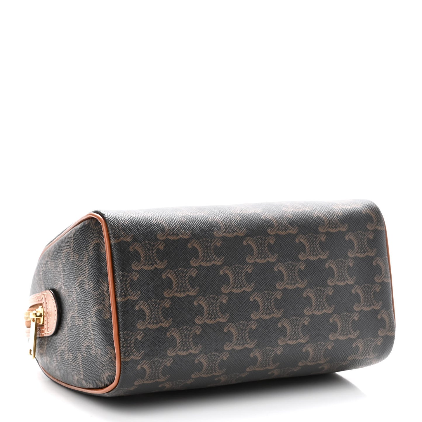 Triomphe Canvas Calfskin Small Boston Bag Tan