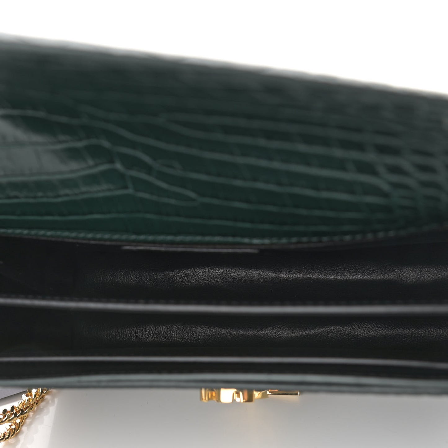 Calfskin Crocodile Embossed Monogram Cassandra Clasp Bag Dark Mint