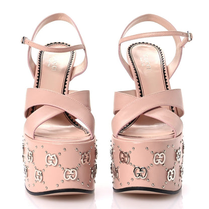 Gucci Malaga Kid Interlocking G Studs 155mm Platform Sandals 35 Perfect Pink 3 of 7