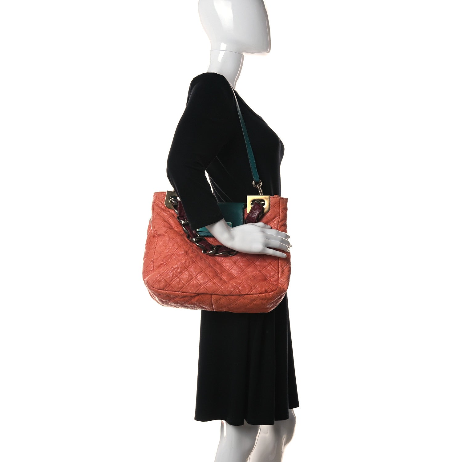 Marc Jacobs Calfskin Snakeskin Quilted Flap Pink Multicolor 2 of 12