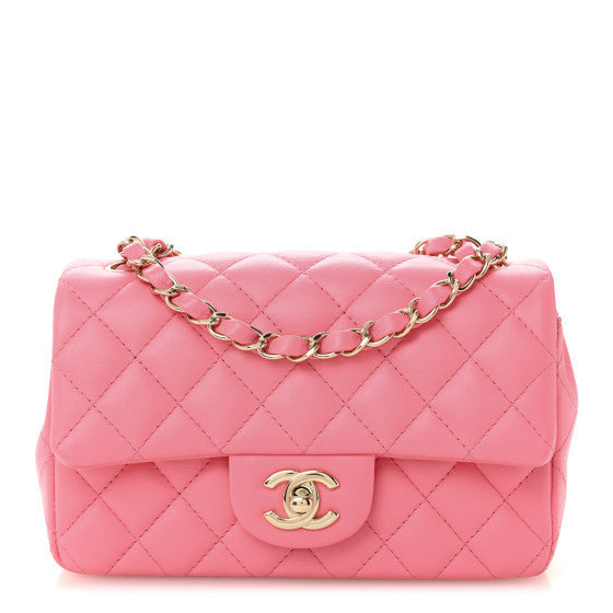 Chanel Lambskin Quilted Mini Rectangular Flap Pink 1 of 2