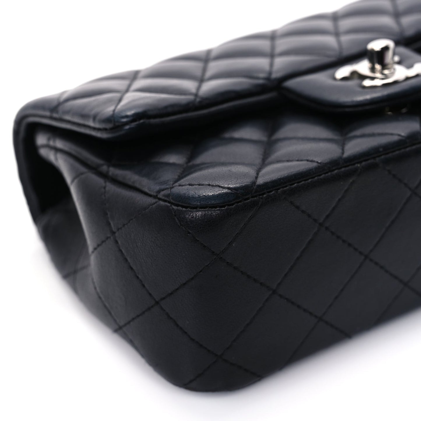 Lambskin Quilted Mini Rectangular Flap Black