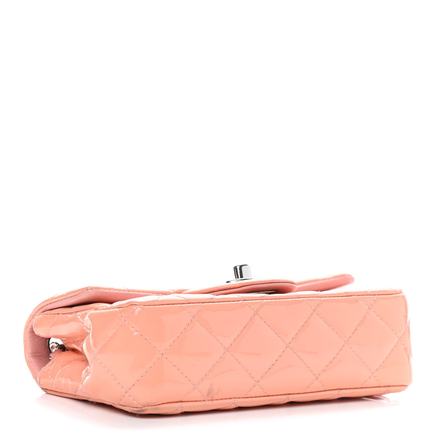 Patent Calfskin Quilted Mini Rectangular Flap Light Pink