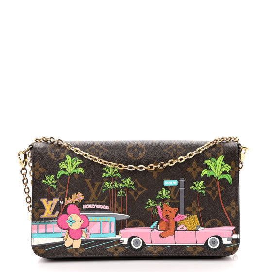 Monogram 2021 Christmas Animation Hollywood Pochette Felicie Chain Wallet Fuchsia