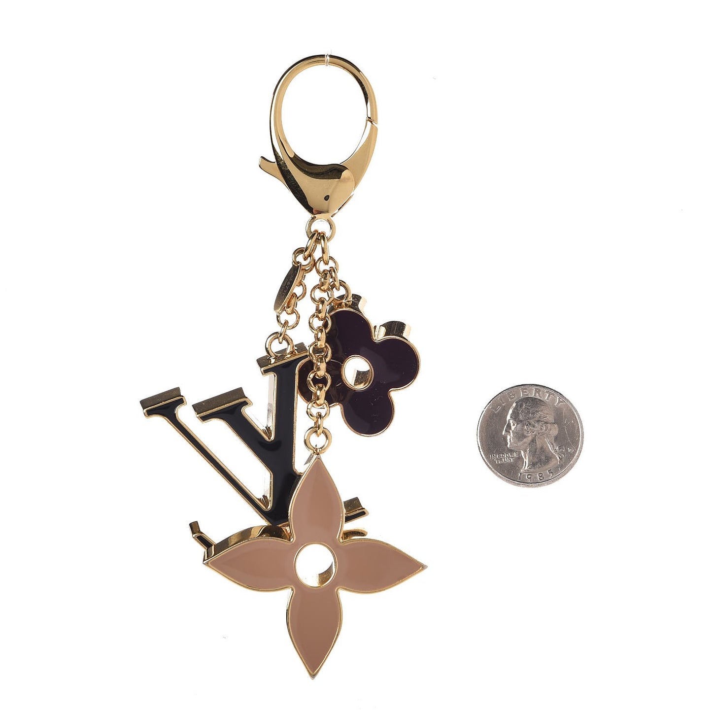 Fleur De Monogram Bag Charm Dore
