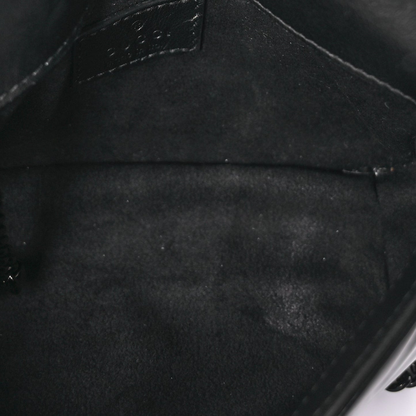 Patent Lambskin Enamel Matelasse Monochrome Super Mini GG Marmont Shoulder Bag  Black