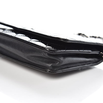 Chanel Patent Quilted Wallet On Chain WOC Black 10 of 11