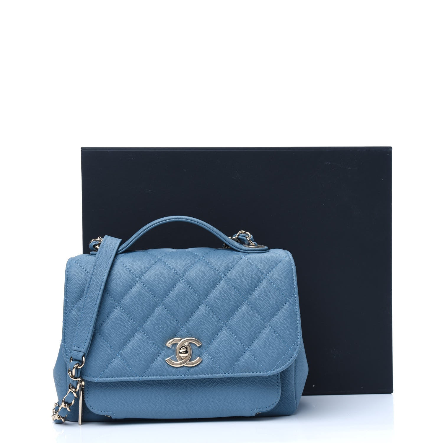 Chanel Caviar Quilted Medium Business Affinity Flap Blue 15 of 15