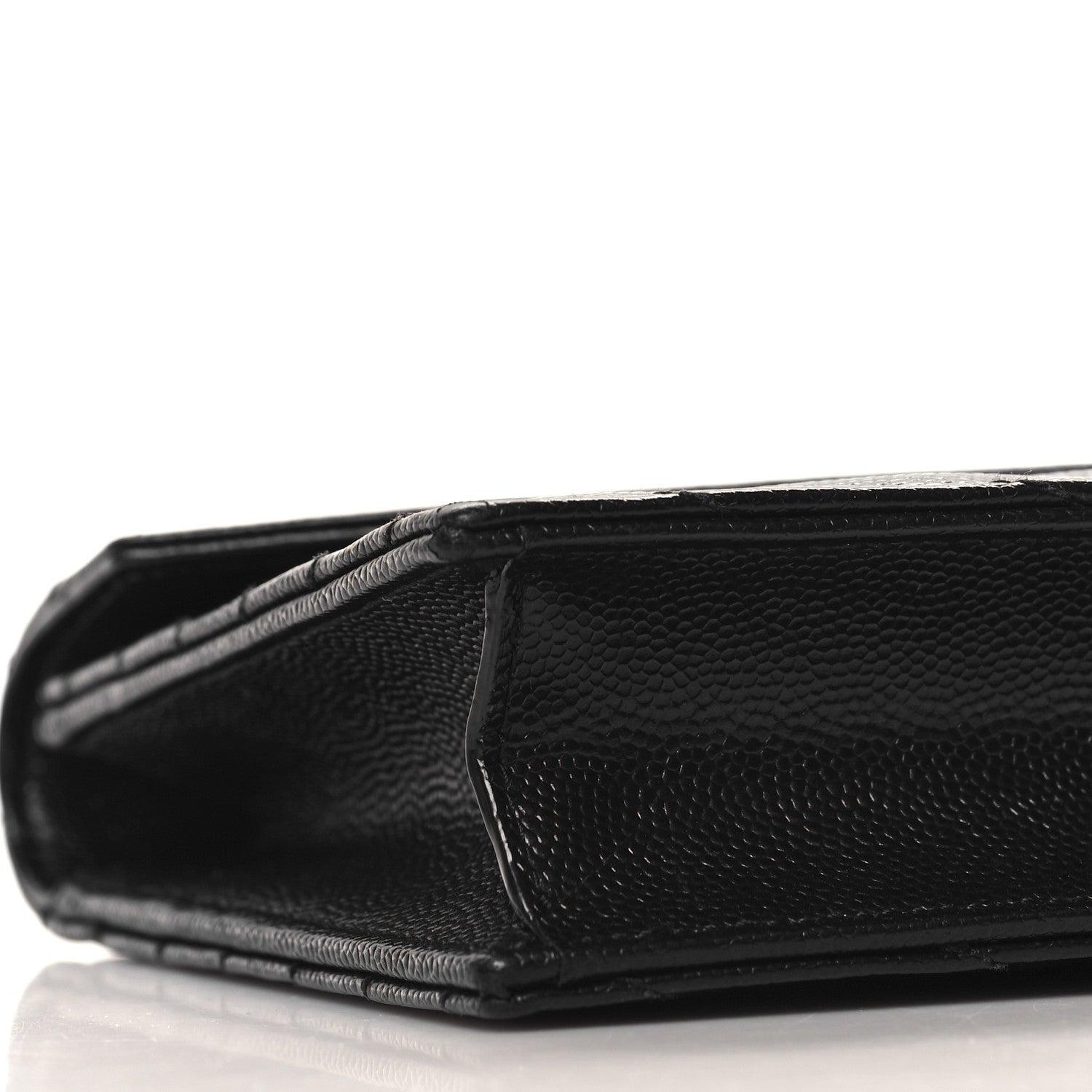 Saint Laurent Grain De Poudre Matelasse Chevron Monogram Envelope Chain Wallet Black 9 of 11