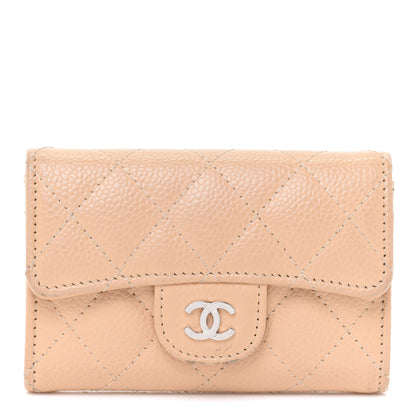 Chanel Caviar Quilted Flap Card Holder Wallet Beige 1 of 13