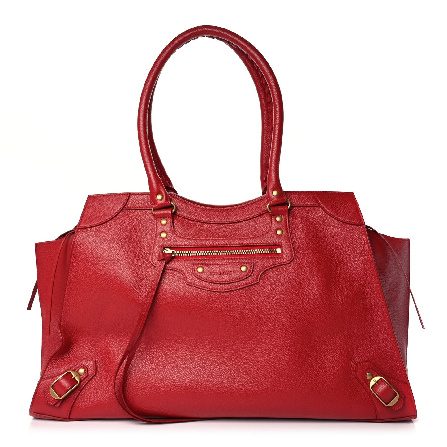 Grained Calfskin Neo Classic Gold Hardware Large Top Handle Bag Medium Red