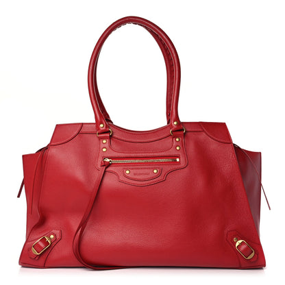 Balenciaga Grained Calfskin Neo Classic Gold Hardware Large Top Handle Bag Medium Red 1 of 9