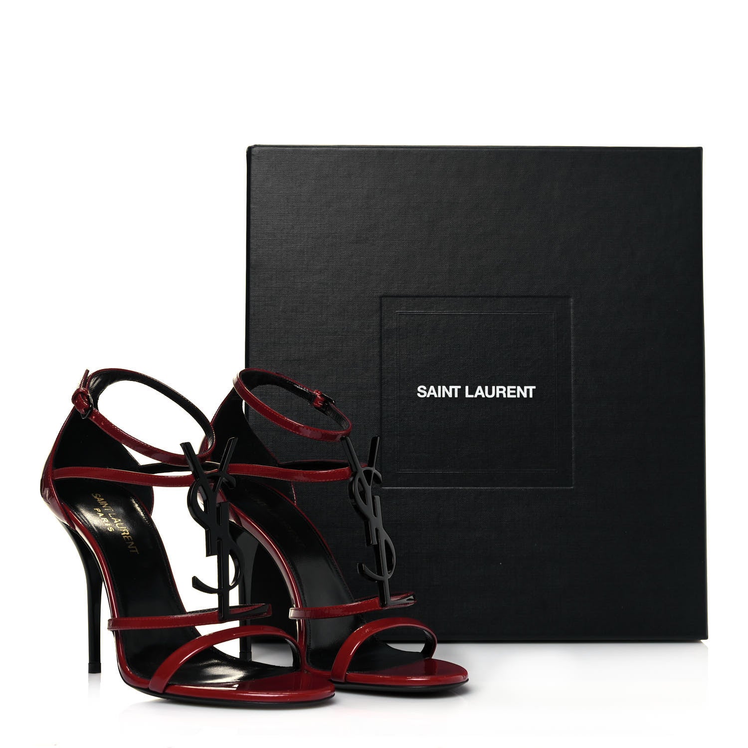 Saint Laurent Patent Calfskin Cassandra 100 Sandals 37 Red Laquer 10 of 10
