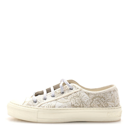 Christian Dior Canvas Embroidered Jardin D'Hiver Womens Walk'N'Dior Low Top Sneakers 40 White Gold 1 of 7