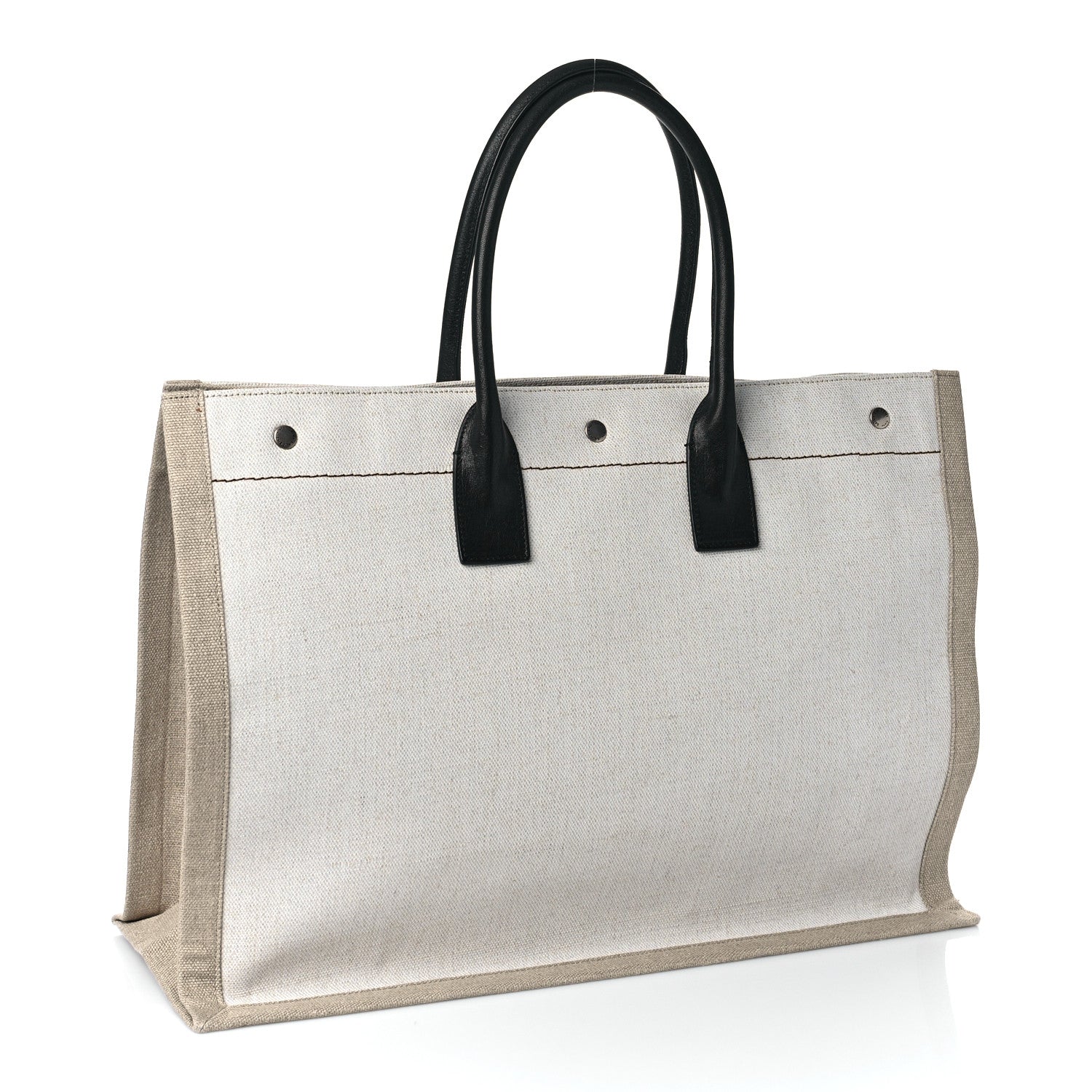 Saint Laurent Linen Calfskin Rive Gauche Tote Optic White 3 of 8