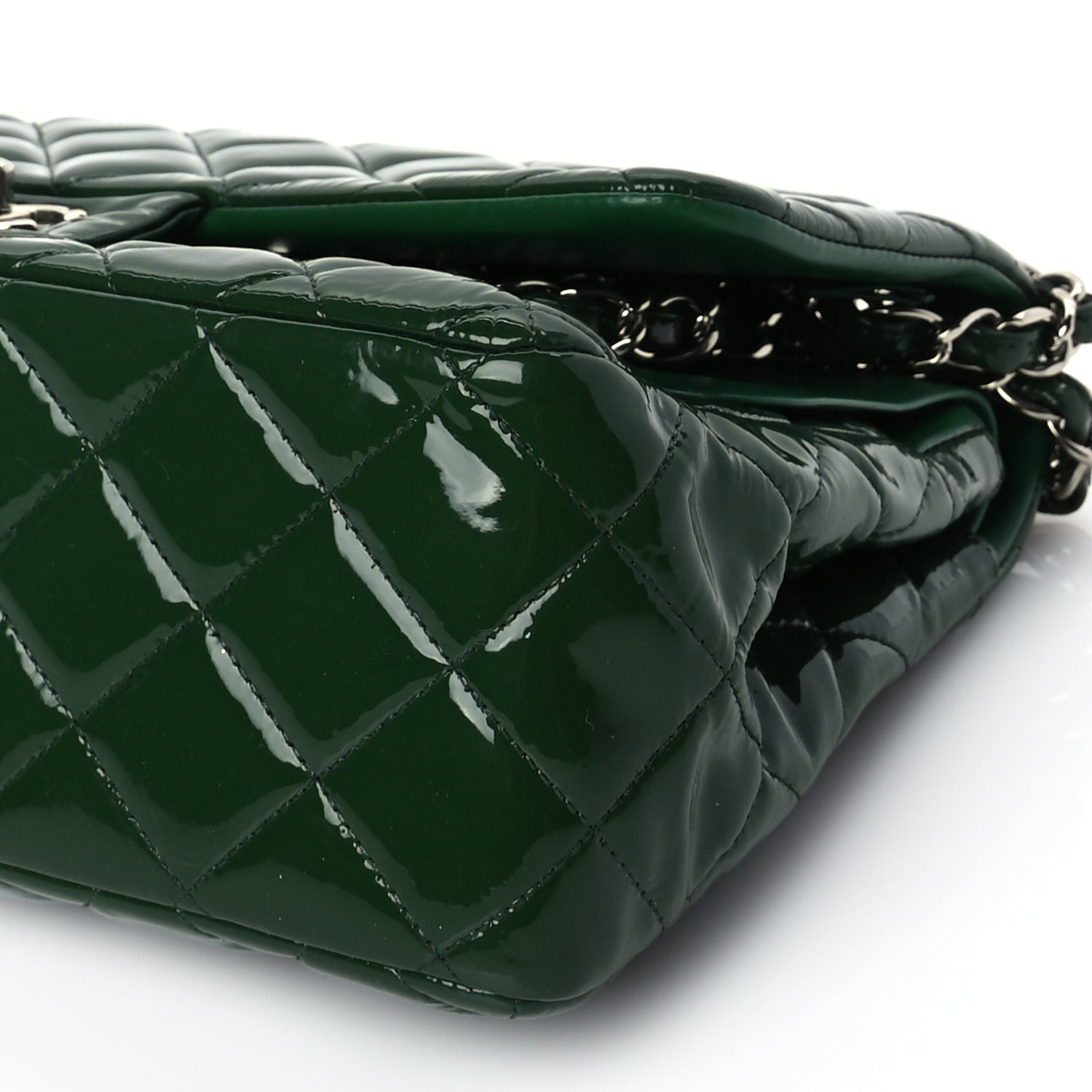 Chanel Patent Quilted Jumbo Double Flap Green 9 of 9