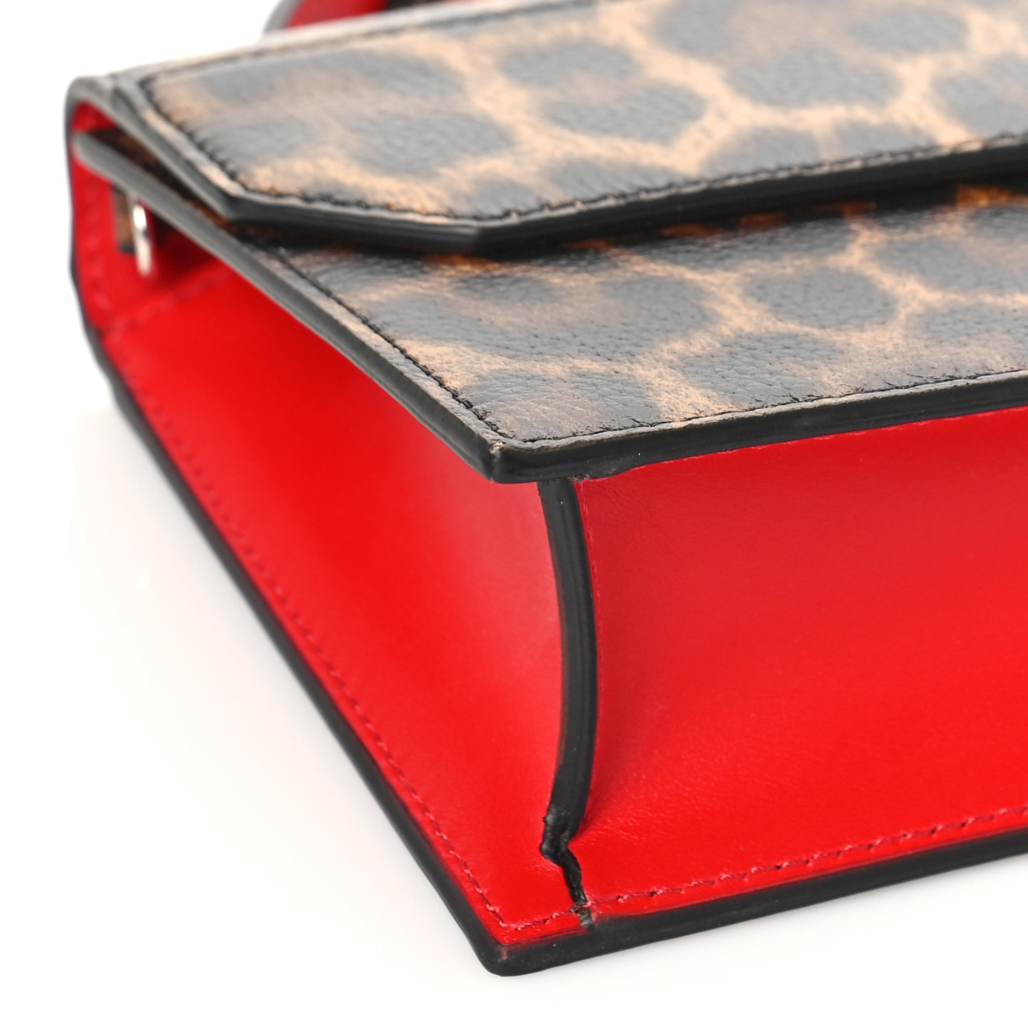 Calfskin Leopard Elisa Baguette Brown
