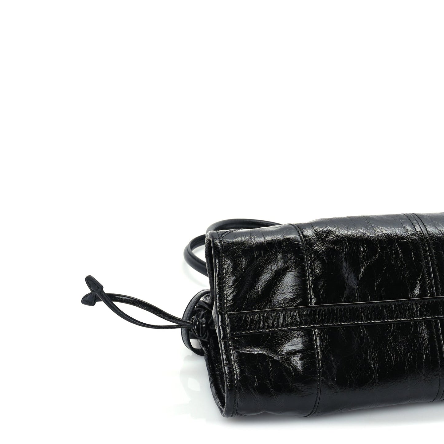 Glossy Calfskin Triangle Medium Bonnie Shoulder Bag Black