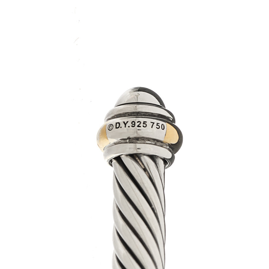 David Yurman Sterling Silver 18K Yellow Gold 4mm Cable Classics Bracelet 3 of 4