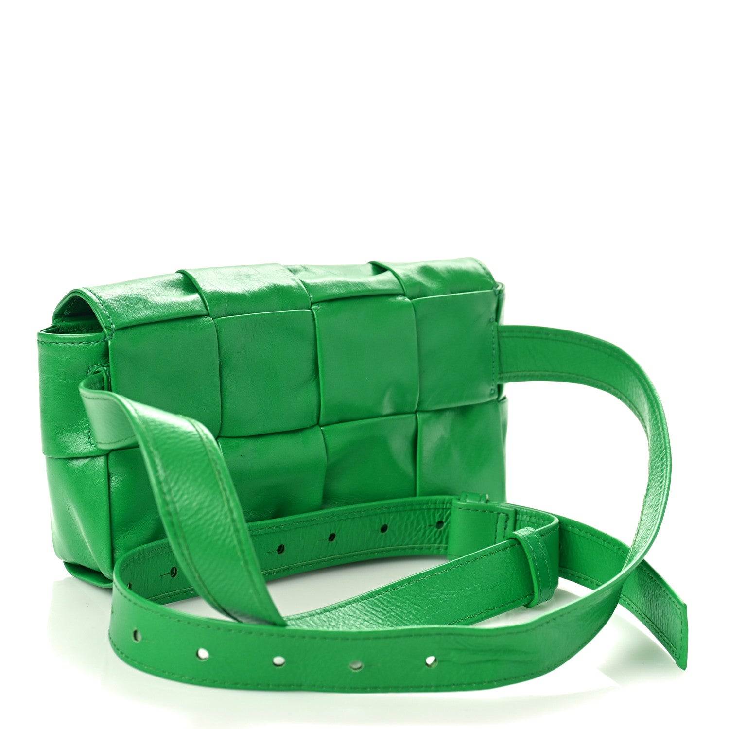 Bottega Veneta Paper Calfskin Intreccio Cassette Belt Bag Parakeet 2 of 12