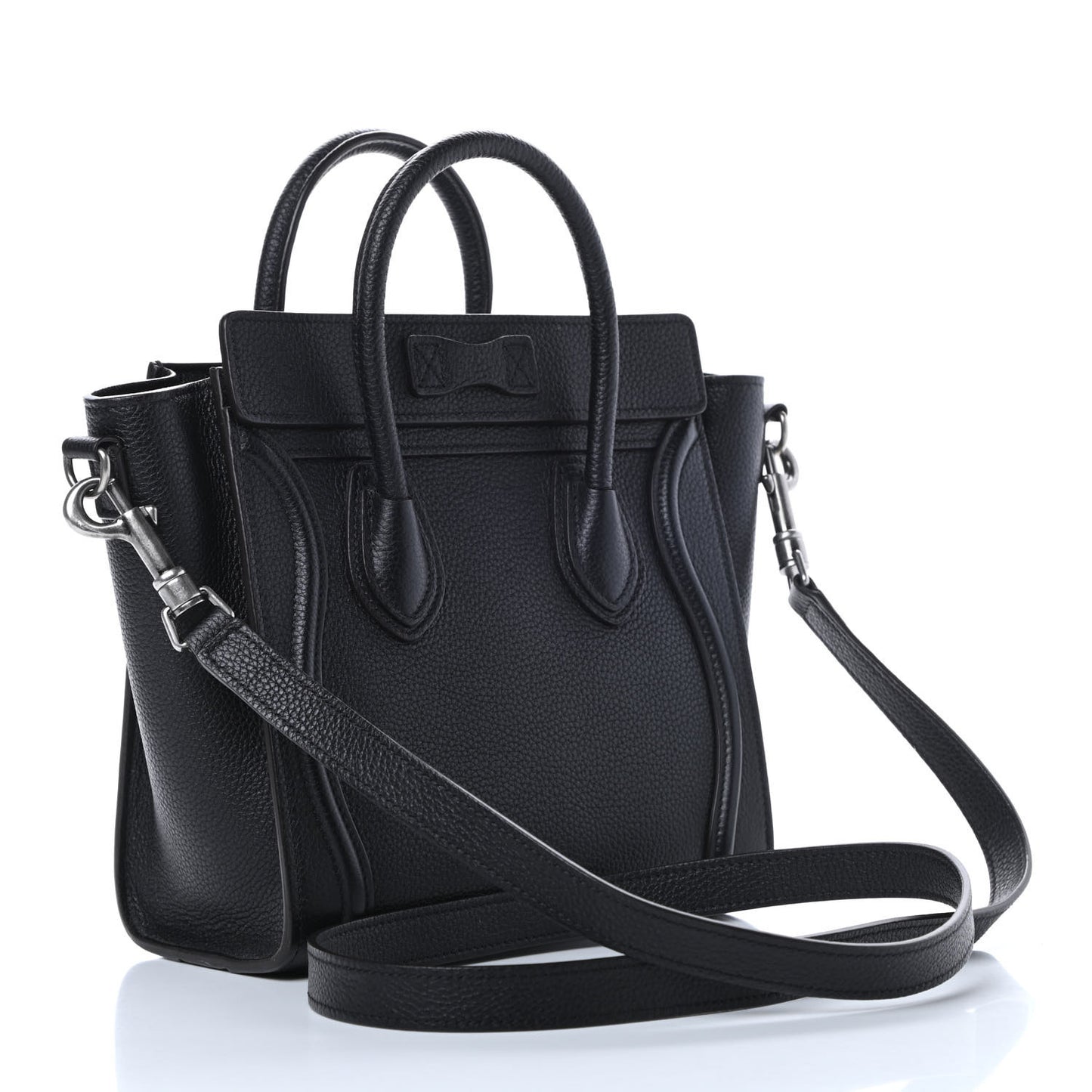 Drummed Calfskin Nano Luggage Black