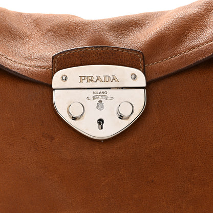 Prada Vitello Antic Easy A Foldover Pushlock Flap Shoulder Bag Sughero 7 of 11