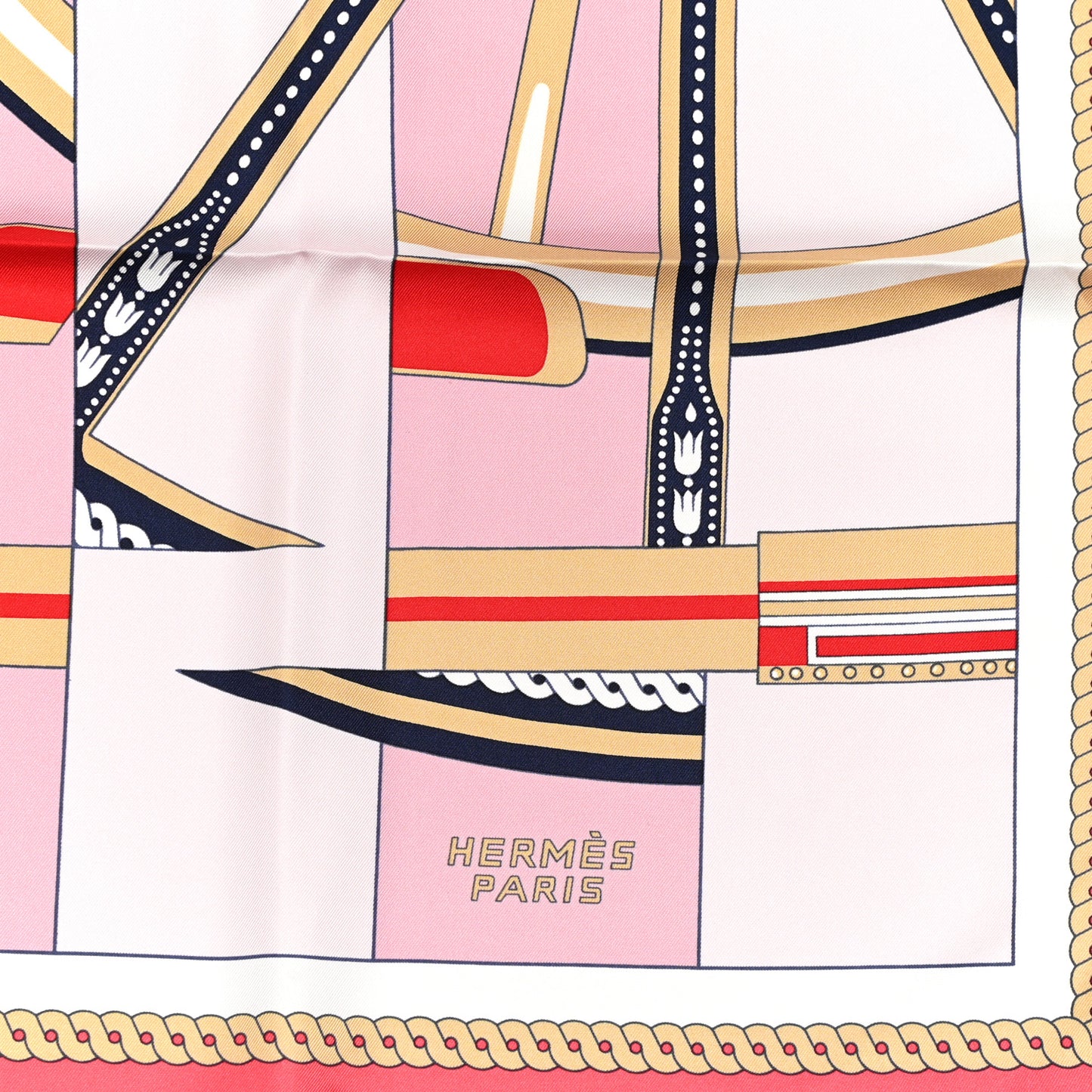 Silk La Berline Bayadere Scarf 90 Vieux Rose Rouge