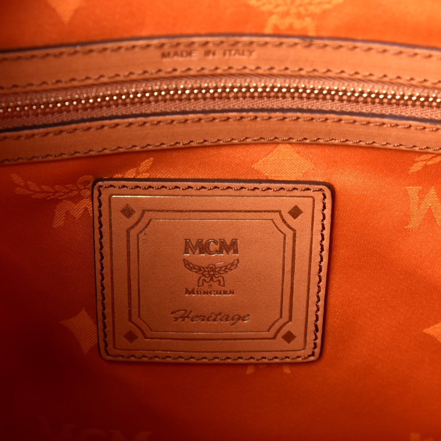 MCM Visetos Small Heritage Drawstring Bucket Bag Cognac 6 of 8