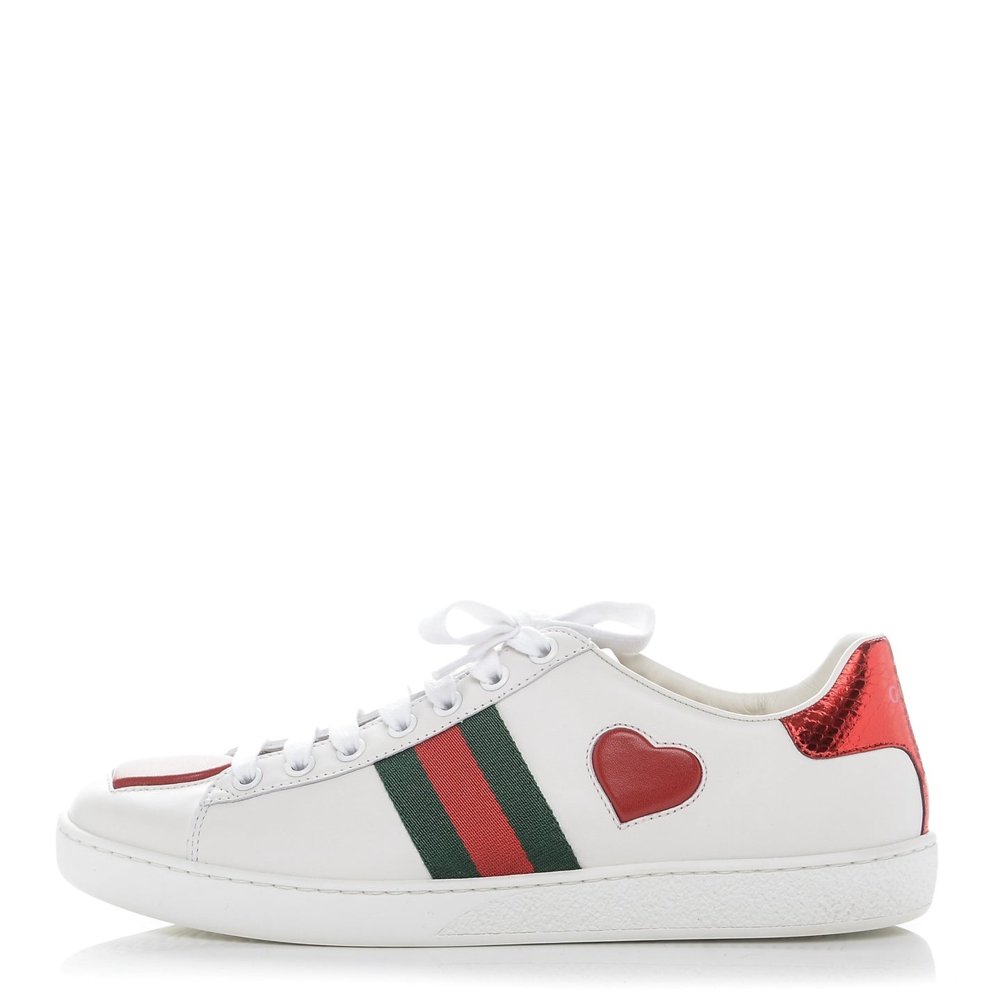 Calfskin Ayers Web Heart Embroidered Ace Sneakers 37.5 White