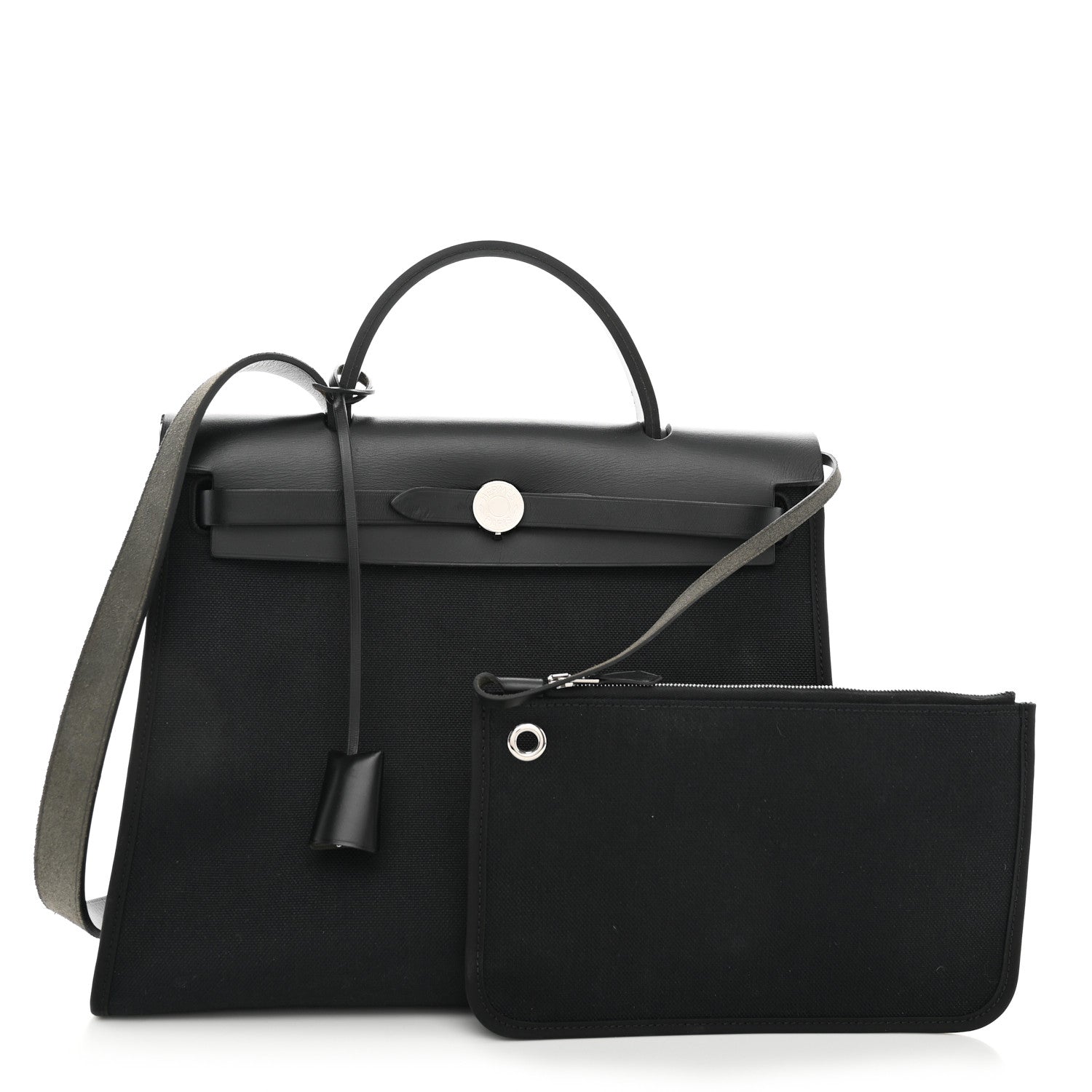 Hermes Military Toile Vache Hunter Herbag Zip PM 31 Black 3 of 10