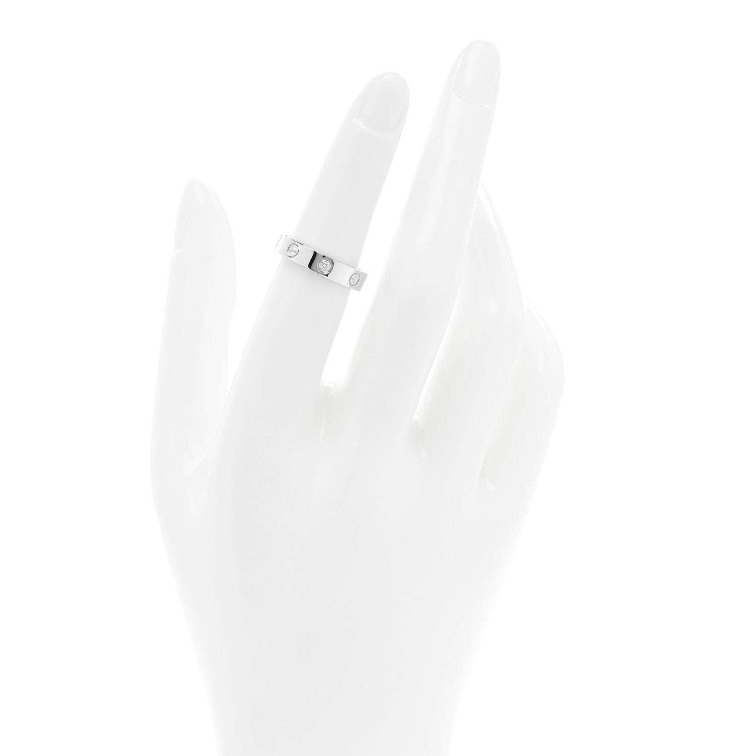 Cartier 18K White Gold Diamond 4mm LOVE Wedding Band Ring 51 5.75 2 of 4