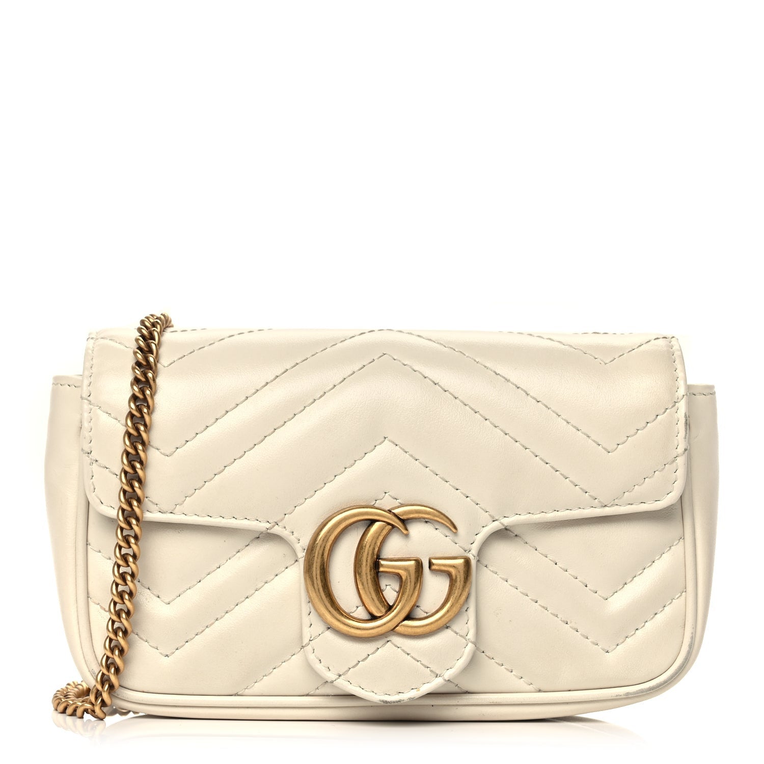 Gucci Calfskin Matelasse Super Mini GG Marmont Shoulder Bag White 1 of 11