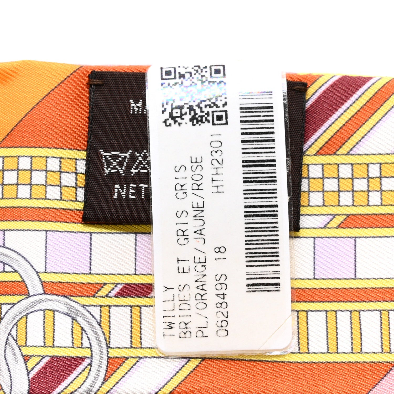 Hermes Silk Brides et Gris Twilly Orange Jaune Rose 4 of 4