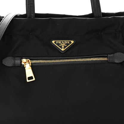 Prada Tessuto Nylon Saffiano Shopping Tote Black 7 of 9