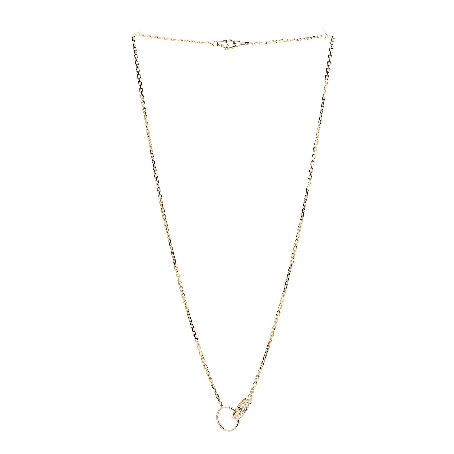 Cartier 18K Yellow Gold Diamond Interlocking LOVE Necklace 2 of 6
