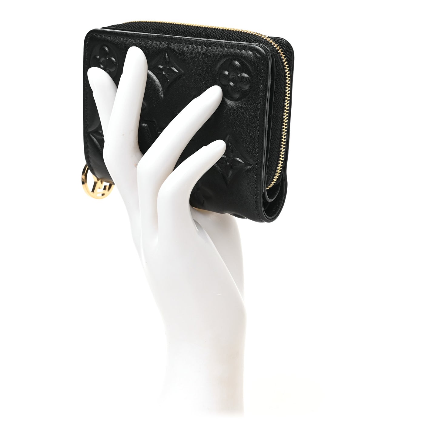 Lambskin Embossed Monogram Lou Coussin Wallet Black