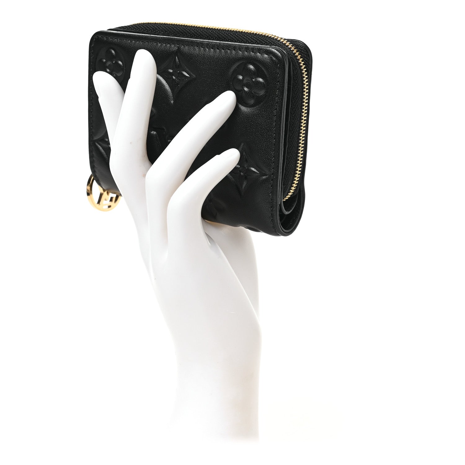 Louis Vuitton Lambskin Embossed Monogram Lou Coussin Wallet Black 2 of 7