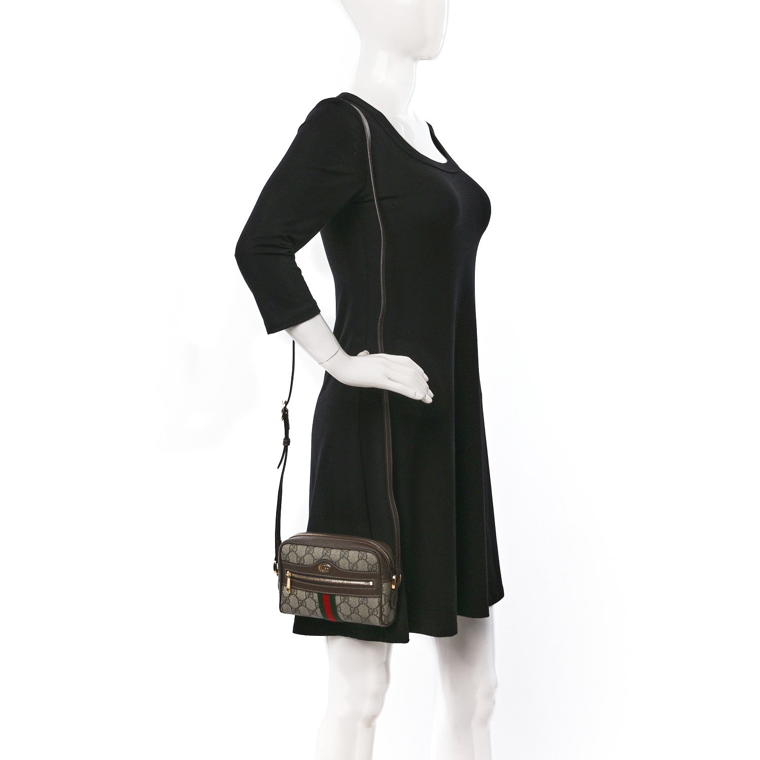 Gucci GG Supreme Monogram Web Mini Ophidia Shoulder Bag Brown 2 of 8