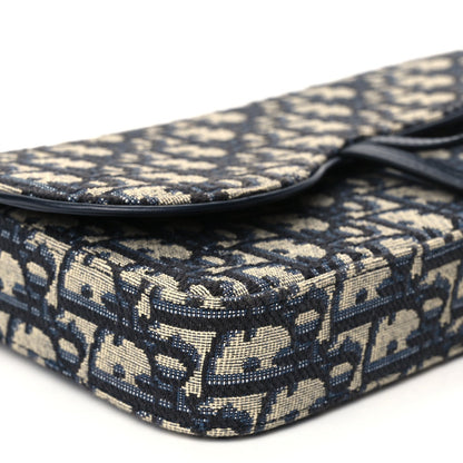 Christian Dior Oblique Medium Saddle Pouch With Chain Blue 8 of 10