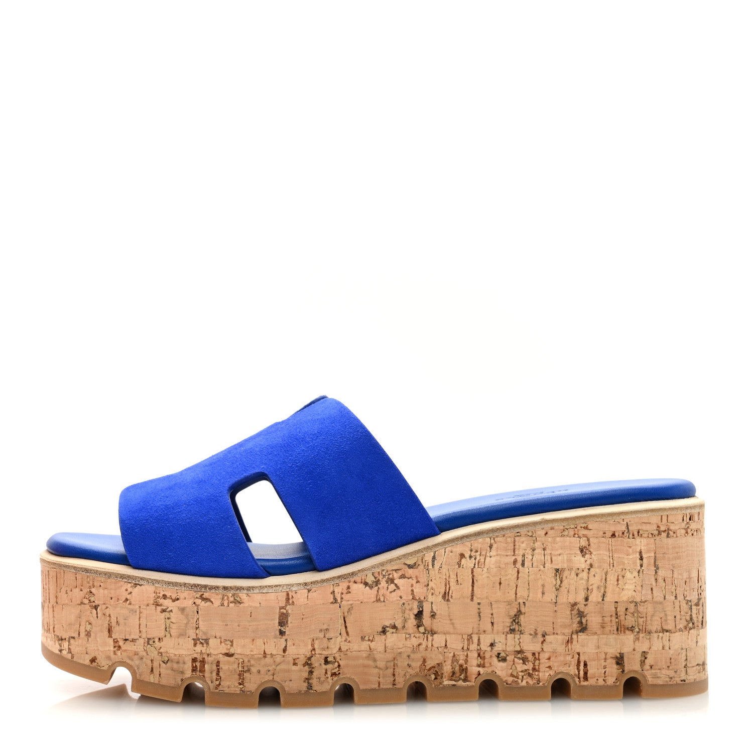 Hermes Suede Goatskin Cork Eze 30 Sandals 39 Bleu Ocean 1 of 9